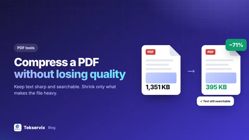 Compressing a PDF from 1,351 KB to 395 KB without losing quality