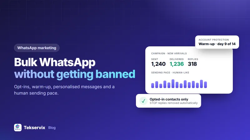 Bulk WhatsApp campaign stats with human-like sending pace and opt-in contacts